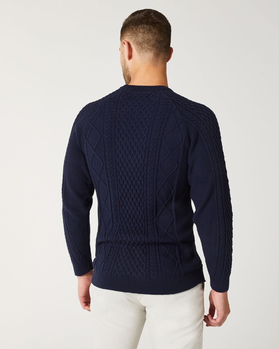 Mens Navy Cable Knit Jumper